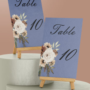 Dusty Blue Boho Floral Wedding Tischnummer