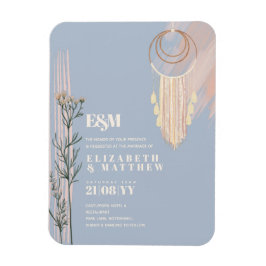 Dusty Blue Boho Hochzeitseinladungen Magnet