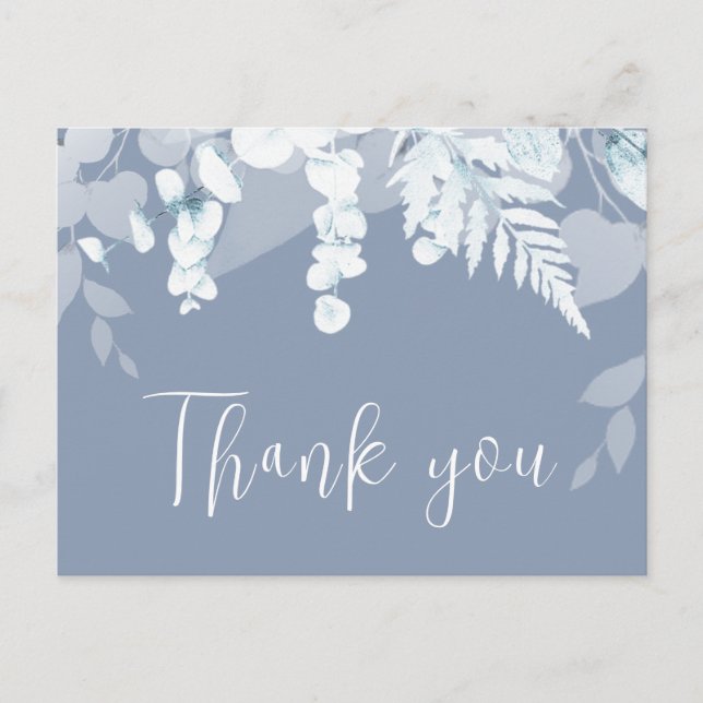 Dusty Blue Boho Wedding Dankeschön Card Postkarte (Vorderseite)