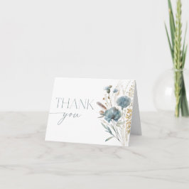 Dusty Blue Boho Wildblumen Dankeskarte