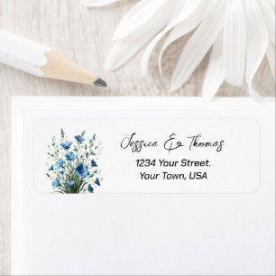 Dusty Blue Boho Wildblumen Hochzeit Rücksendeadres