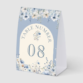 Dusty Blue Boho Wildflower Wedding Table Number Tischaufsteller