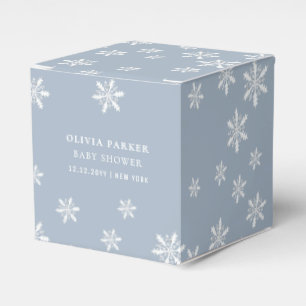 Dusty Blue Boho Winter Snowflake Babydusche Geschenkschachtel