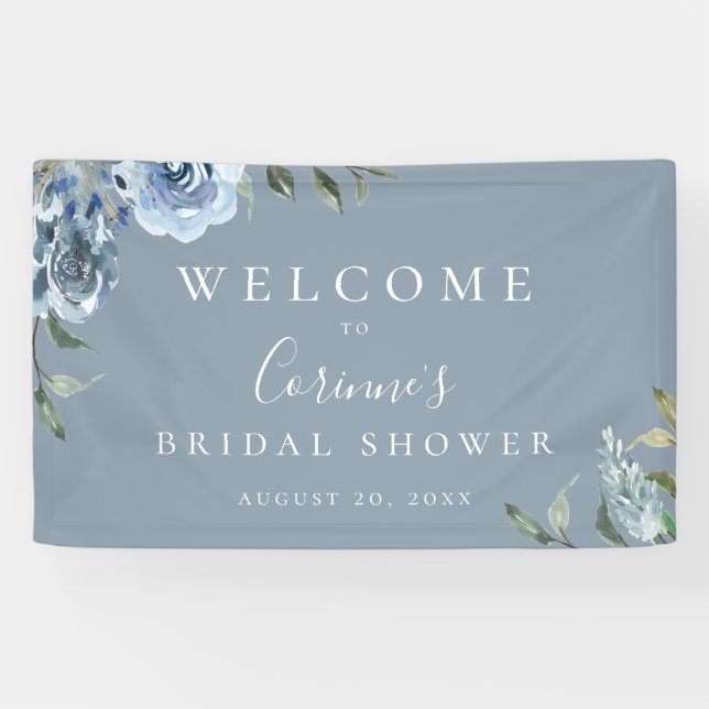 Dusty Blue Botanical Banner (Horizontal)