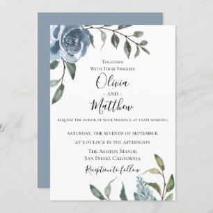 Dusty Blue Botanical Faire-part de mariage
