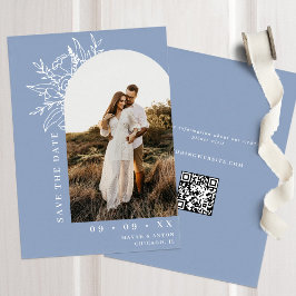 Dusty Blue Botanical Floral Arch Foto Hochzeit Save The Date