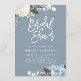 Dusty Blue Botanical Floral Brautparty Einladung