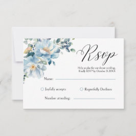 Dusty Blue Botanical Floral RSVP Card