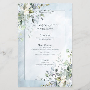 Dusty Blue Botanical Greenerity Watercolor Wedding
