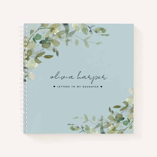 Dusty Blue Botanical Letters to Daughter Journal Notizbuch (Vorderseite)