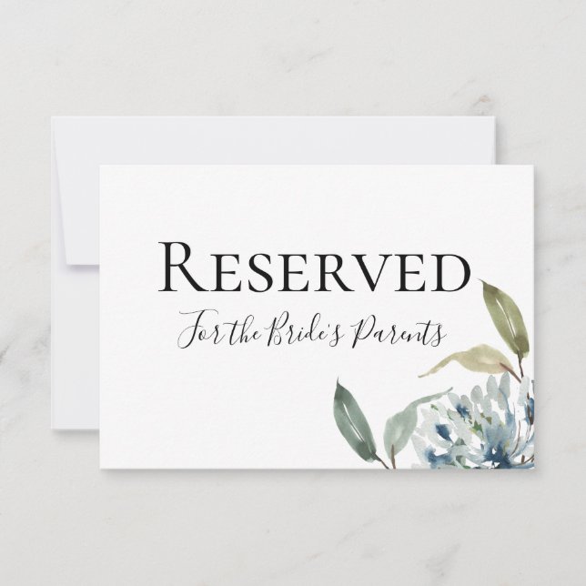 Dusty Blue Botanical Reserved Sign (Vorderseite)