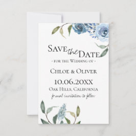 Dusty Blue Botanical Save the Date Ankündigung