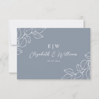 Dusty Blue Botanical Wedding CARD RSVP