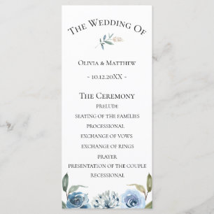 Dusty Blue Botanical Wedding Program Programm