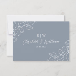 Dusty Blue Botanical Wedding RSVP CARD