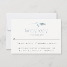 Dusty Blue Botanical Wedding RSVP Card Karte
