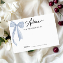 Dusty Blue Bow Brautparty Advice Card
