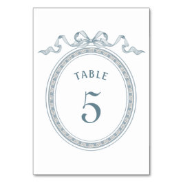Dusty Blue Bow Griechisch Frame Tischnummer