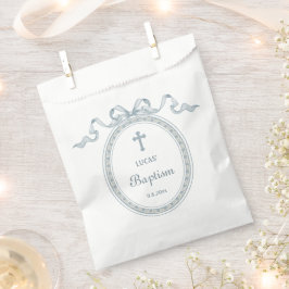 Dusty Blue Bow griechischer Rahmen Taufe Geschenktütchen