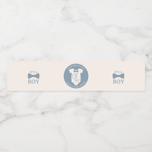 Dusty Blue Bow Krawatte Babydusche (Einzelnes Label)