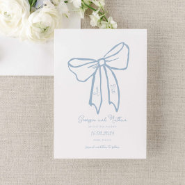 Dusty Blue Bow Save the Date Einladung