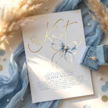 Dusty Blue Bow She's Tying The Knot Bridal Shower