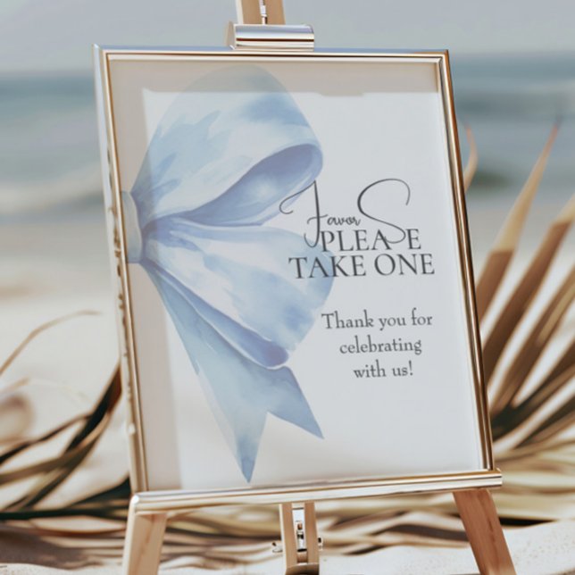 Dusty Blue Bow Watercolor Baby Shower Favoriten Poster (Von Creator hochgeladen)