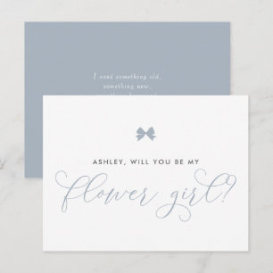 Dusty Blue Bow wird meine BlumenGirl-Karte sein Postkarte