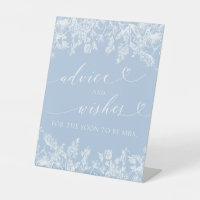 Dusty Blue Brautparty Advice and Wishings Sign
