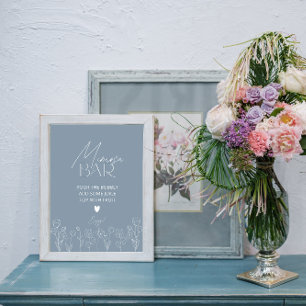 Dusty Blue Brautparty Mimosa Bar Sign Sockelschild