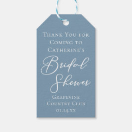Dusty Blue Brautparty Personalisiert White Script Geschenkanhänger