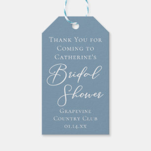 Dusty Blue Brautparty Personalisiert White Script Geschenkanhänger
