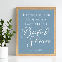 Dusty Blue Brautparty Personalisiert White Script