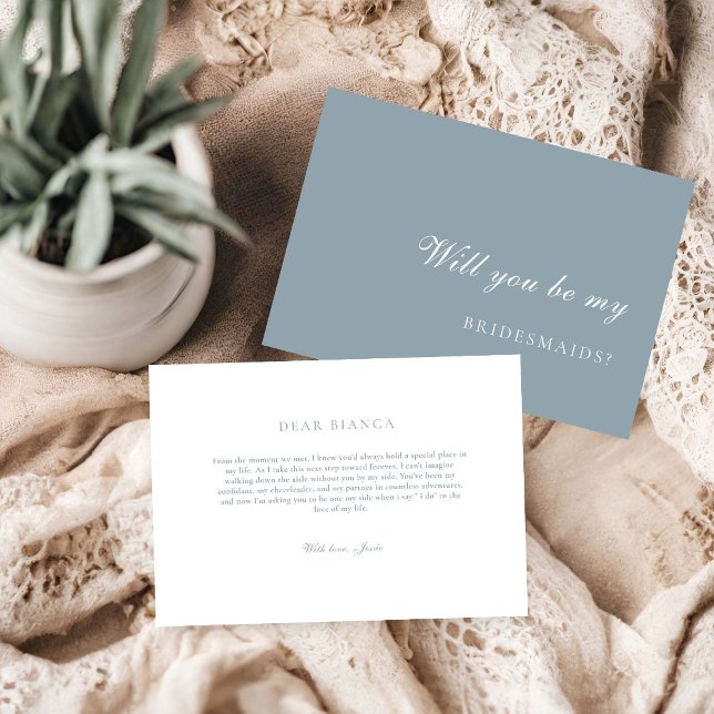 Dusty Blue  Bridesmaid Proposal Card Einladung (Von Creator hochgeladen)