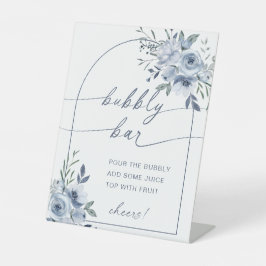 Dusty Blue Bubbly Bar Brautparty Sign Sockelschild