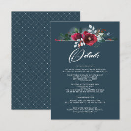 Dusty Blue | Burgundy Bloom Wedding Details Cards Einladung