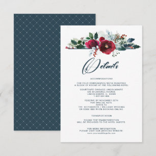 Dusty Blue   Burgundy Bloom Wedding Details Cards Einladung