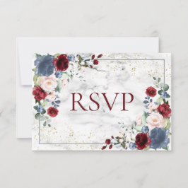 Dusty Blue Burgundy Blush Gold Wedding RSVP
