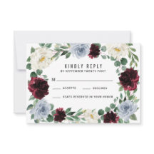 Dusty Blue Burgundy Cranberry Hochzeit im Herbst U