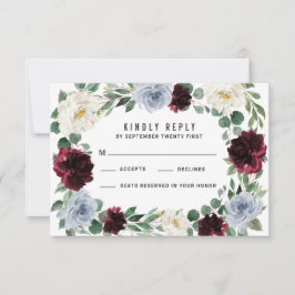 Dusty Blue Burgundy Cranberry Hochzeit im Herbst U RSVP Karte