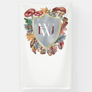 Dusty Blue Burgundy Fall Mushroom Wedding Banner