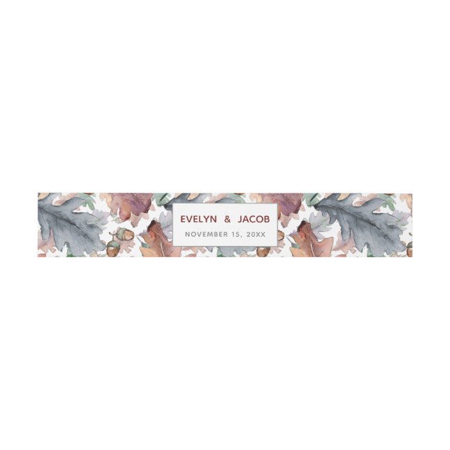 Dusty Blue Burgundy Fall Mushroom Wedding Einladungsbanderole (Flach)