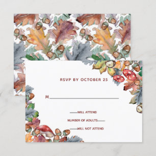 Dusty Blue Burgundy Fall Mushroom Wedding rsvp Einladung