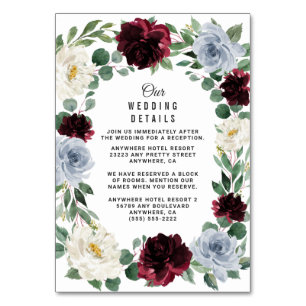 Dusty Blue Burgundy Hochzeit im Herbst Umschließun Tischnummer