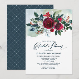 Dusty Blue | Burgundy Red Bloom Brautparty Einladung