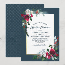 Dusty Blue | Burgundy Red Bloom Winter Wedding