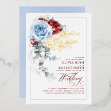 Dusty Blue & Burgundy Red Floral Boho Wedding