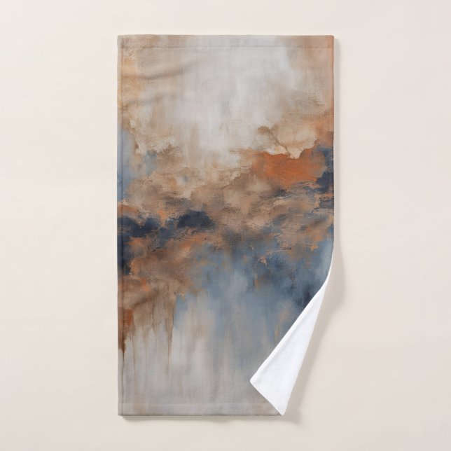 Dusty Blue Burnt Orange Marine Abstrakt Badhandtuch Set (Handtuch)