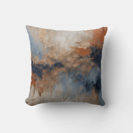 Dusty Blue Burnt Orange Marine Abstrakt Kissen