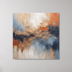 Dusty Blue Burnt Orange Marine Abstrakt Leinwanddruck
